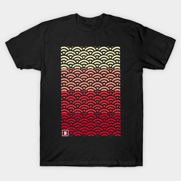 Retro Japanese Clouds Pattern RE:COLOR 21 T-Shirt by HCreatives